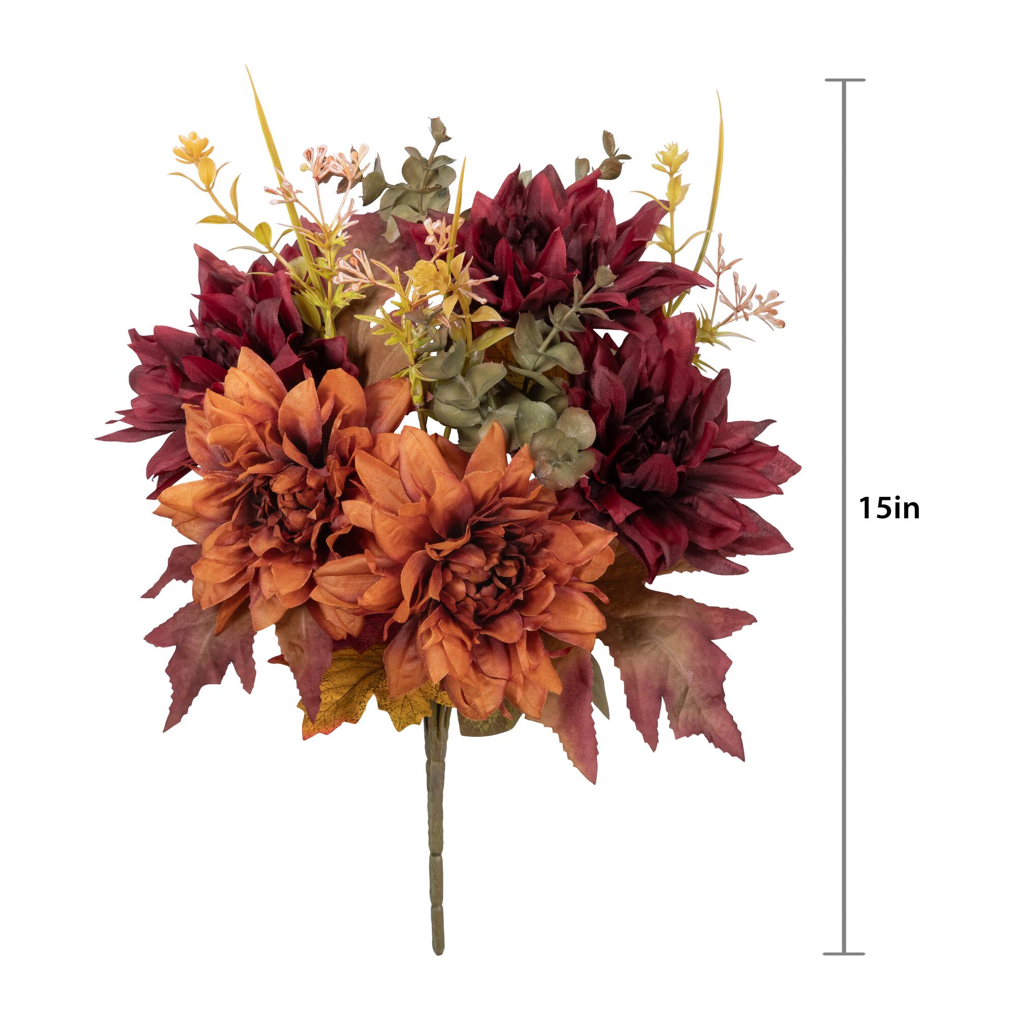 15" Burgundy & Orange Dahlia & Maple Mixed Bush by Ashland®